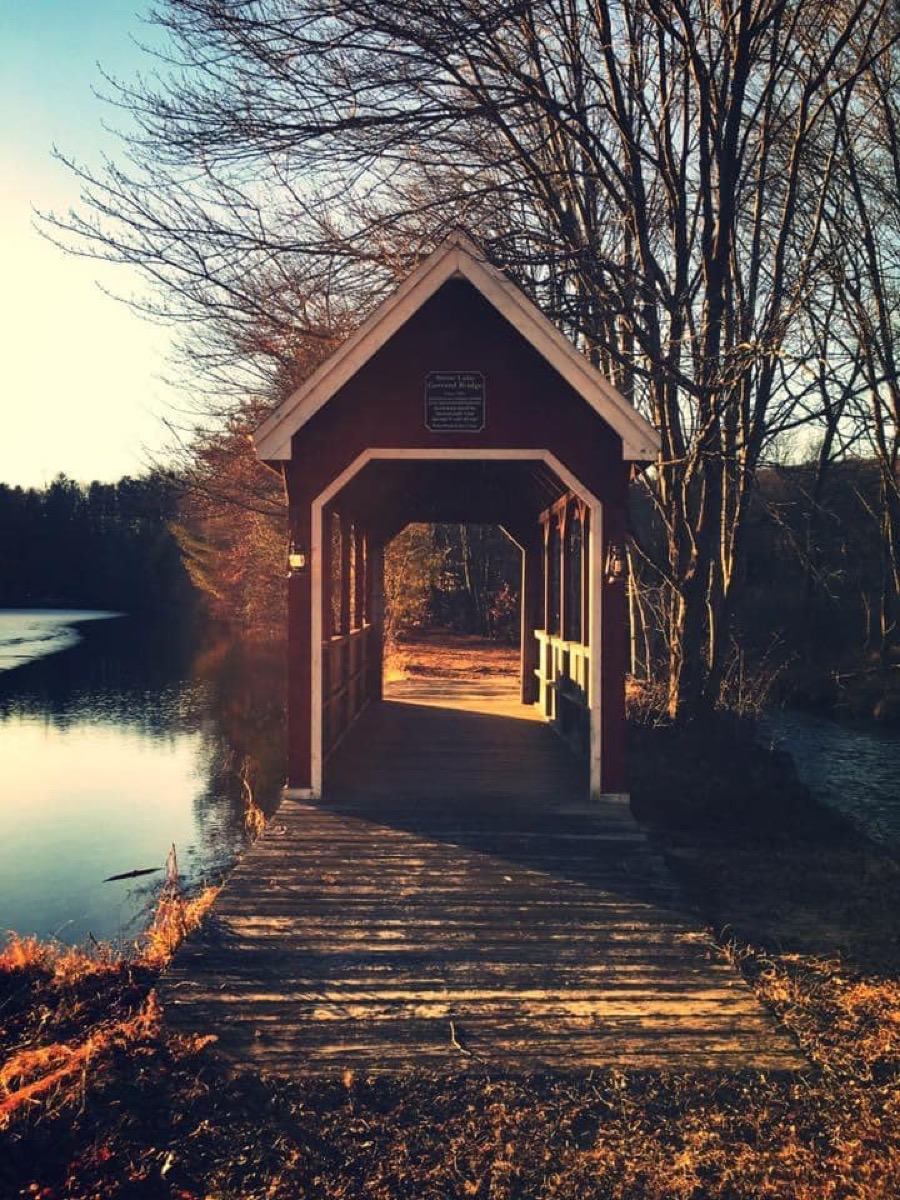 Covered bridge on the walking trail